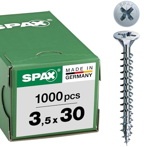 SPAX Vite universale, 3,5 x 30 mm, 1000 Pezzi,A croce Z2, 4CUT, WIROX A3J, 1081010350305