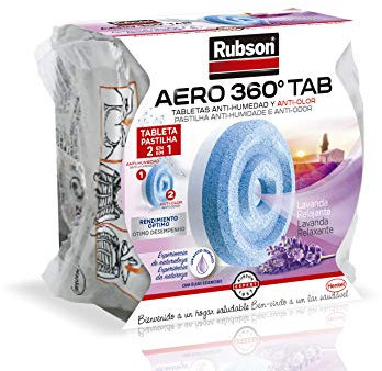 Rubson Aero 360 – Dehumidifier 450 g Tablet, Recharge Aromatherapy, Lavender, Light Blue and White