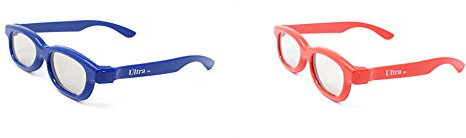 Ultra 1 Blau 1 Rot Paar Kinder Passiv 3D Brillen Kinder zur Verwendung mit Allen Passiv TVs Kinoprojektoren und RealD Filme Zirkuläre Polarisiert