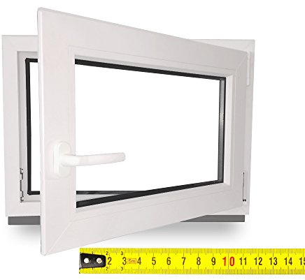 Kellerfenster - Kunststoff - Fenster - weiß - BxH: 80X75 cm - DIN Links - 2-Fach Verglasung - Wunschmaße ohne Aufpreis - Lagerware