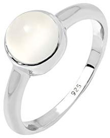 Elli Ring Damen Elegant mit Mondstein in 925 Sterling Silber