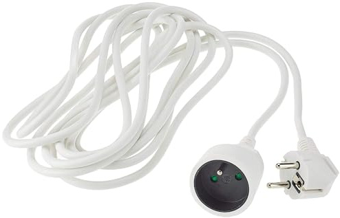 PremiumCord Cable de Extensión 230V con Seguridad Infantil, Cable de Alimentación, Alargador Schuko, Toma de Corriente Tipo E, Blanco, 10m