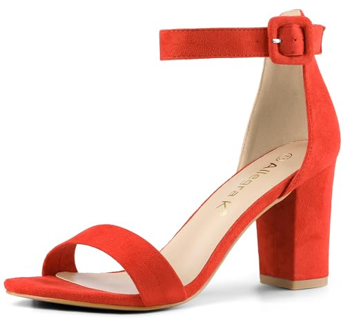 Allegra K Women's Block Heel Sandals with Ankle Strap orange Size: 9.5 UK