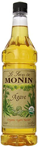 Monin - Organic Agave Syrup, Sweet and Full Flavor, Great for Any Beverage, Gluten-Free, Vegan, Non-GMO (1 Liter)