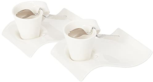 Villeroy & Boch 1024847556 New Wave Espresso Cups, Porcelain, White