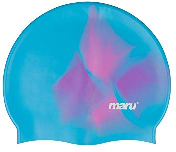 Maru Silicone Swim Cap (Blue/Pink/Purple) – Smooth, Easy-Fit Silicone Swimming Cap for Adults & Kids (One Size Fits All) – Durable Swimming Hat for Speed, Comfort & Chlorine Protection