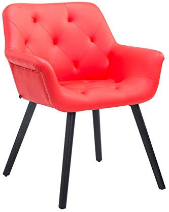 CLP Silla De Comedor Cassidy En Simil Cuero I Silla De Visita con Respaldo I Butaca De Salón Nórdica con Base De 4 Patas De Madera I Color:, Color:Rojo, Color del Marco:Negro