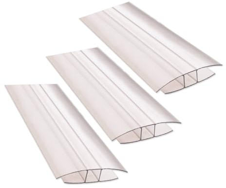 Ironlux - Pack 3 Perfiles de Unión - Perfil en H Policarbonato - Longitud: 2m - Espesor: 16mm - Para Unir Placas y Planchas de Policarbonato Transparente - Perfiles Decorativos