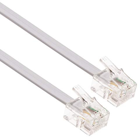 20m RJ11 Kabel ADSL Erweiterung Leitung Telefon Schnur Stecker Hohe Geschwindigkeit BT Internet Breitband Männlich zu Männlich Router und Modem zu RJ11 Telefonbuchse, Mikrofilter (Weiß)
