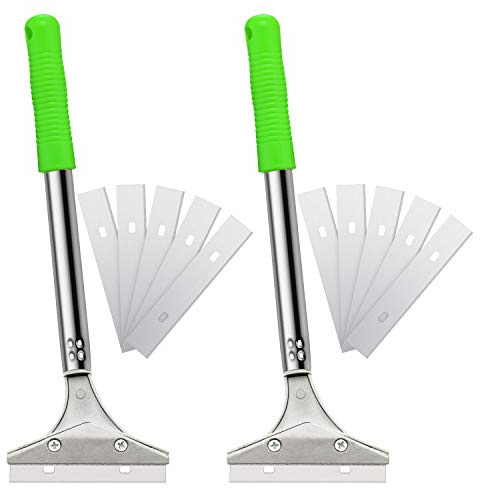 Mudder 4 Inch Razor Blade Scraper Tool Wallpaper Floor Tile Paint Removal Smoothing Scraper Tool with Replacement Blade for Removing Wallpaper Sticker Glue Floor Adhesive(Green,3 Pcs)