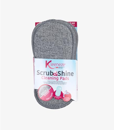 Kleeneze KL067258EU Multi-Purpose Scrubbing Sponges - Scourer, Double Sided Microfibre Cleaning Pads, Scrub & Shine, Remove Tough Stains in Kitchen/Bathroom, Surfaces, Pans, Machine Washable, 3-Pack