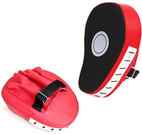 JZK 2 x Rot Handpratzen Kickboxen Boxen Trainerpratzen Schlagpratzen für Muay Thai Kickboxen Bewegung Karate Taekwondo
