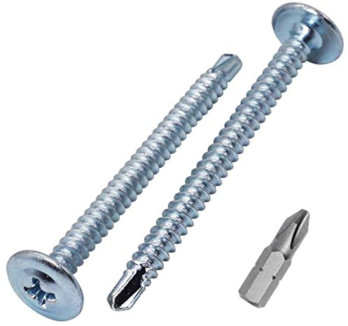 SKIR'CO (30 piezas) Tornillos autoperforantes chapados en zinc 4,2 x 60 mm, Tornillo de chapa, Cabeza de braguero modificada con pH