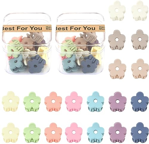 YISSION 20Pcs Mini Flower Hair Claw Clips with Box - Colorful Cute Hair Accessories for Girls & Women (10 Colors)