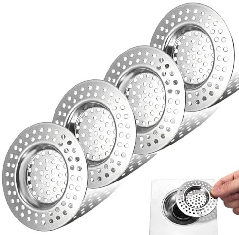 4 filtri di scarico in acciaio inox, fori per lavabo, scolapasta doccia, scolapasta in acciaio inox, scolapasta per capelli, doccia, scolapasta