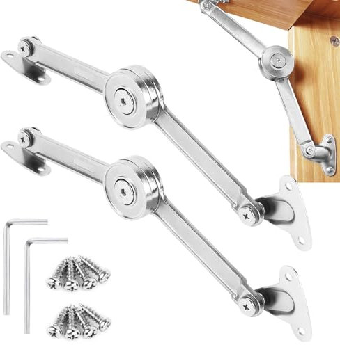 2 Stück Klappenhalter, Deckelstützscharniere Klappscharnier Mit Arretierung, Klappenbeschlag Aufschraubscharnier Schrank Scharniere, Mit Schrauben Und Inbusschlüssel Für Küchentür