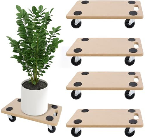 UISEBRT Lot de 4 roulettes de transport 580 x 290 x 108 mm - Planche à roulettes - En panneau MDF - Aide au transport de meubles - Charge maximale : 200 kg