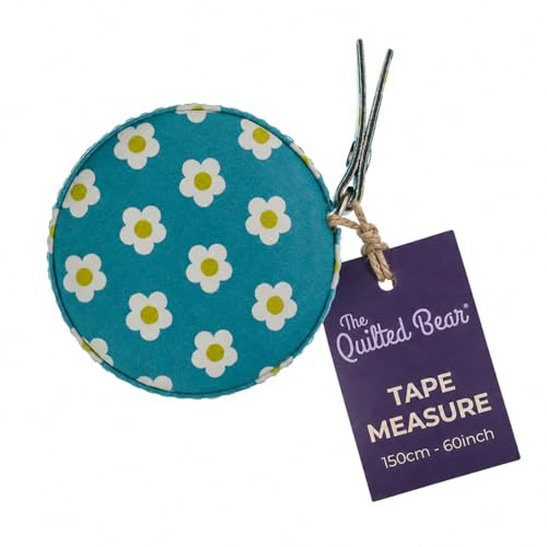 The Quilted Bear Daisies Retractable Tape Measure with Double Sided Metric & Imperial Measuring Tape for Sewing, Tailors or as a Body Measuring Tape 150cm/60 (Daisies)