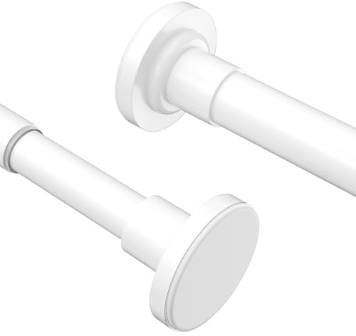 Yeabett Set di 2 aste per tende estensibili, da 53 a 119 cm, aste di tensione per tende, senza foratura, antiscivolo, antiruggine, bianco