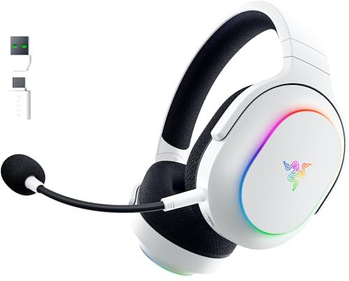 Razer Barracuda X Chroma - Auriculares inalámbricos para Juegos multiplataforma con 6 Zonas Chroma RGB (SmartSwitch Hyperspeed y Bluetooth, Altavoces de 40mm, micrófono Desmontable) Blanco