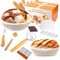 Banneton Bread Proofing Basket, 9 Round & 10 Oval Sourdough Starter Kit, Sourdough Proving Baskets Making Accessories with Bread Lame, Danish Whisk, Bowl Scraper, Sourdough Scraper, Linen Liners