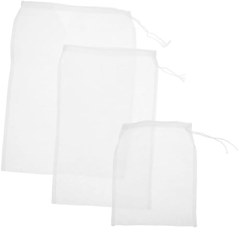 HOLIDYOYO 3 Pezzi Filtro Filtri Alimentari Colino Colapasta Pieghevole Setaccio Per La Cottura Panni Al Latte Di Noci Per Filtrare Sacchetti Di Noci Rete Per Acquario Beige Nylon