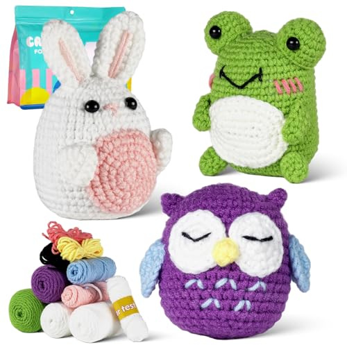 RoseFlower Kit uncinetto principianti, Crochet kit per principianti all'uncinetto con tutorial video passo passo, uncinetto set di animali fai da te per bambini e adulti, Regali per Chi fa Uncinetto