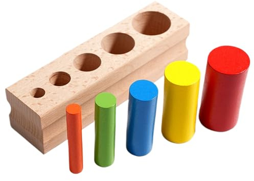 Generico Juguete de cilindros de encastre | Juegos Sensoriales de Madera con Mesa para Ordenar Colores,Juego Educativo Interactivo para Niños