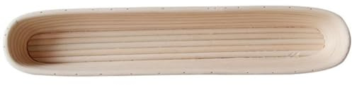 MUELODSIC Cestino in Rattan per Lievitazione Pane lungo 34X10X55 CM Ciotola Allungata per Fermentazione Impasti Utensile Artigianale per Panificazione Casalinga e Professionale