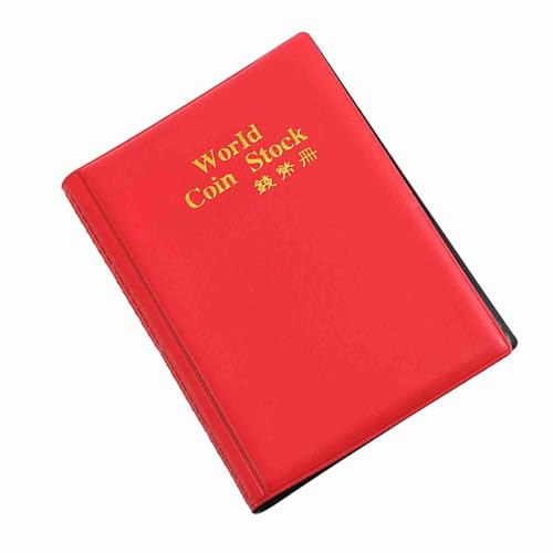 Generic Myntalbum Bekväm Liten Storlek 120 Fickor Pengahållare Bok för Myntsamlare PVC Blå 4,3 * 6,1tum (Röd)
