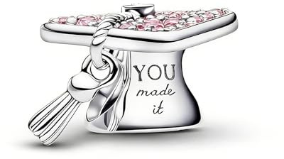PHCLASY Gorra de Graduación Rosa 2026 Espumante Charms Abalorios Colgante Compatible Europeo Pulsera Collar,Graduacion Charm Para Mujer