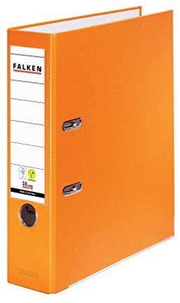 Original Falken PP-Color Kunststoff-Ordner. Made in Germany. 8 cm breit DIN A4 orange Ringordner Vegan Aktenordner Briefordner Büroordner Plastikordner Schlitzordner