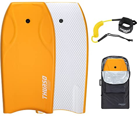 THURSO SURF Hochleistungs-Bodyboard 106,7 cm PE-IXPE-Deck HDPE-Boden FRP-Stringer Doppeltes Drehgelenk Surfleine und Tasche