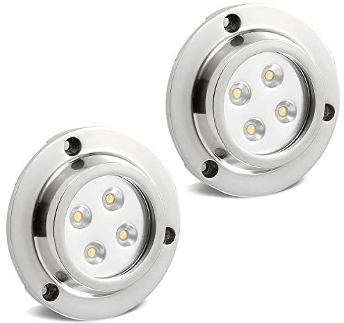 CHNXU 2er set Unterwasserbeleuchtung Wasserdichte IP68 Pool Licht Runde 80LM 10W LED Teichbeleuchtung Unterwasserstrahler für Boote Aquarium Brunnen oder Teich mit 12V Netzteil, Blau