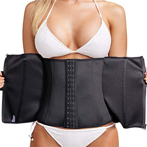 CHUMIAN Unterbrust Korsage Damen Taillenformer Waist Trainer Gürtel Korsett Bauch Body Shaper Corsage Bauchweggürtel für Gewichtsverlust (M, Schwarz)
