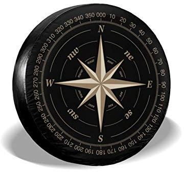 Compass Rose - Copertura per ruota di scorta, protezione UV, per rimorchi, camper, SUV e molti veicoli, 38,1 cm, colore: nero