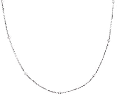 SINGULARU - Collana Dots. Catena in Argento Sterling 925 con Finitura Placcata Rodio e Sfere. Lunghezza Regolabile fino a 55 cm. Gioielli da Donna