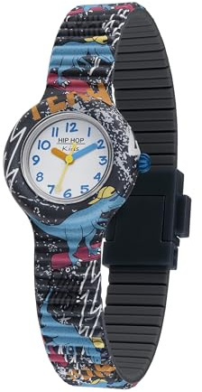 Hip Hop, Collezione Kids Fun, Orologio Bambino Dinosaur, con Cinturino in Silicone Intercambiabile, Indici e Sfere Colorate, Cassa 28mm, Movimento al Quarzo, Resistente all'Acqua, Lunghezza Regolabile