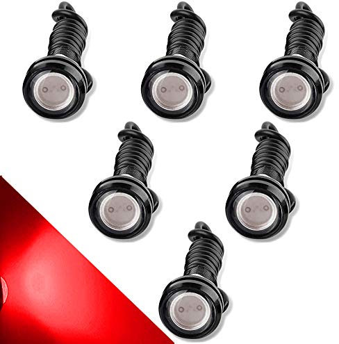 CTRICALVER High Power 18mm 9W Eagle Eye LED Light,Car Motorcycle DRL Daytime Running Light Fog Lamp Reversing Light Marker Light 12V Waterproof(Red，6PCS)
