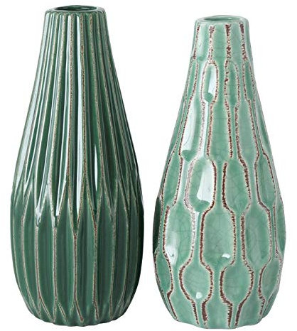 BOLTZE Vase Lenja Blumenvase Set 2-teilig Keramik Grün