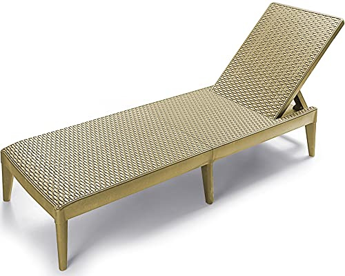Ondis24 Gartenliege Milan Sonnenliege verstellbares Kopfteil, Relaxliege aus Kunststoff, Flache Rattan-Optik (ohne Kissen, Cappuccino)