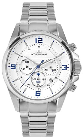 JACQUES LEMANS Herrenuhr Liverpool massiv Edelstahl massiv Edelstahl Chronograph 1-2118E