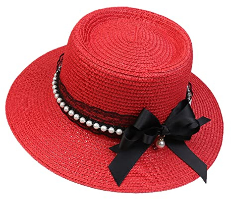 JK Home Panama Eté Femme Chapeau de Soleil Nœud de Papillon | Capeline Large Bord pour Plage Mariage Camping
