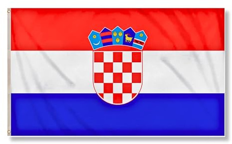 Croatia Flag 5ft x 3ft with Brass Eyelets – Polyester Croatian Flag Banner for Football Matches, Fan Zones, Home & Garden Display