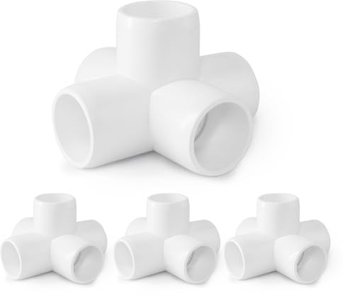 5 Way PVC Pipe Fittings 3/4 Inch, Zernmiarder White PVC Elbow Corner Side Outlet Tee Fitting, SCH40 Furniture Grade Pipe Connectors - Fits 3/4 Polyvinyl Chloride Pipes, 4 Pieces