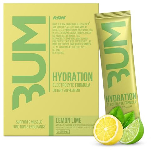 Bum Hydrate - Electrolyte Supplement Hydration Drink Mix (20 Individual Packs) (Lemon Lime)