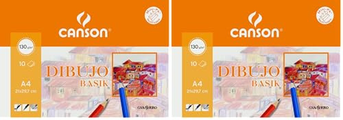 Papel dibujo basik din a4 sin recuadro 130 gramos en minipacks de 10 hojas (Paquete de 2)