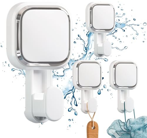 TAILI Crochet Ventouse Lot de 4 Crochet Mural en Plastique Charge de 5KG Patere Ventouse Salle de Bain Forte Vacuum Porte pour Couronne Sacs Serviette Peignoir de Bain Cusine Clés