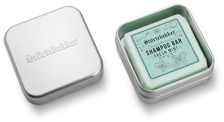 Störtebekker® Premium Festes Shampoo Fresh Mint & Seifendosen Set - Pflege-Shampoo + Seifendose Aluminium im Set für Haare, Kopfhaut & Bart - Handgefertigt in Seifenmanufaktur