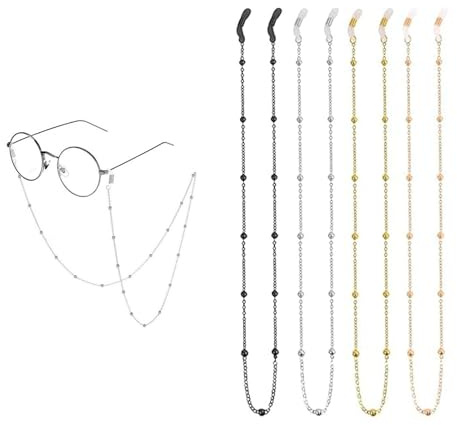 Dinghaole 4 Pièces Chaîne de Lunettes, Chaine Lunette Attache Femme, Perle Lunettes Chaîne, Cordon Lunettes, Lanière de Lunettes, Chaîne de lunettes de décoration pour femme et filles